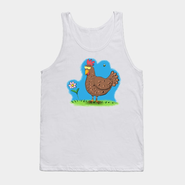 Funny farmyard chicken cartoon Tank Top by FrogFactory